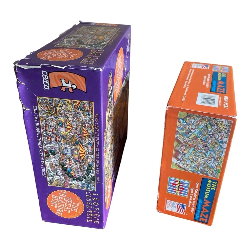 2 Puzzles Treasure Hunt Museum Maze Complete Jigsaw Great American Pc 100-150